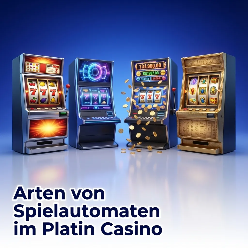 Verschiedene Spielautomaten-Typen im Platin Casino mit über 3.000 Slots in Kategorien wie Video, Megaways und Jackpot