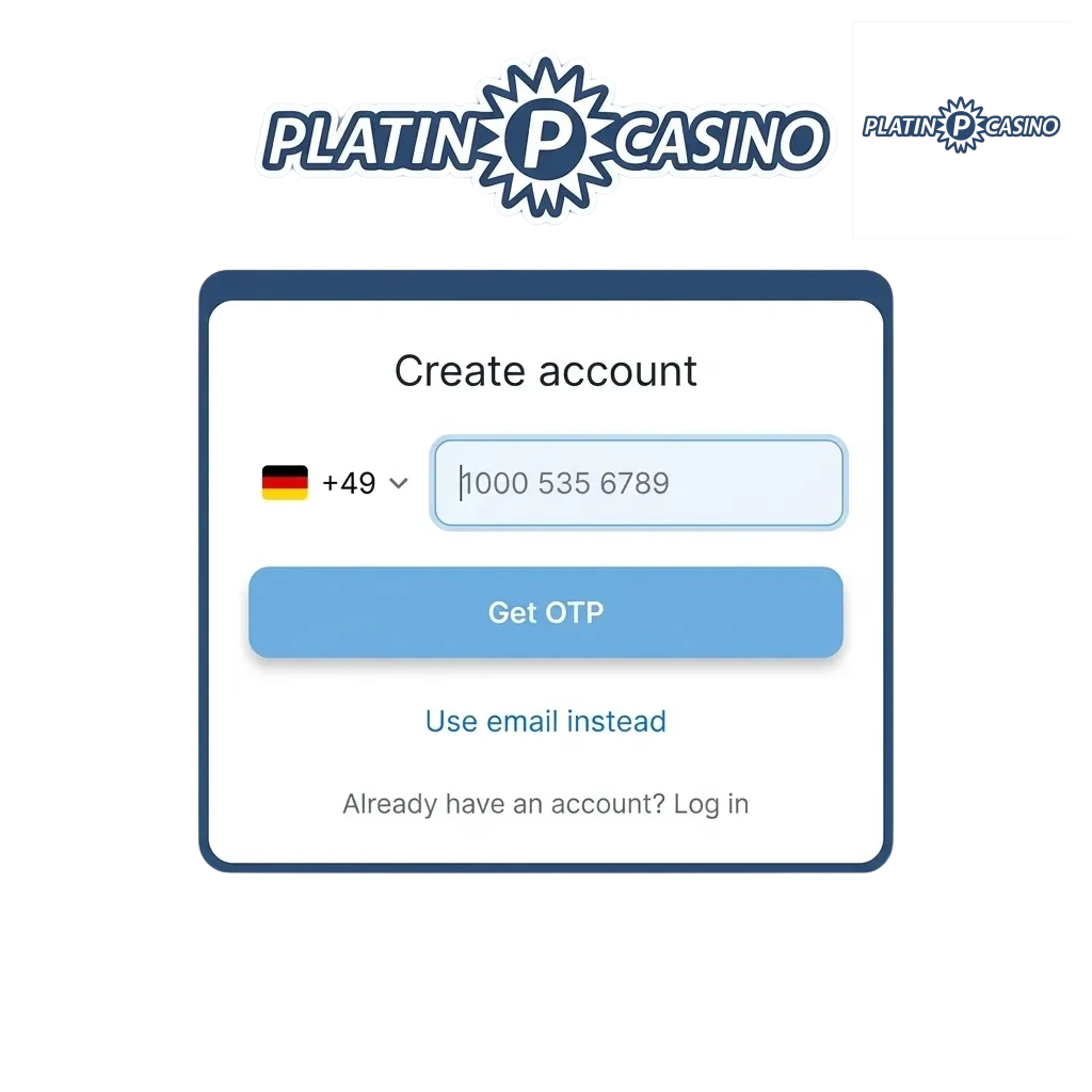 Platin Casino registration interface showing login form and welcome bonus offer of €2,000 plus 200 free spins