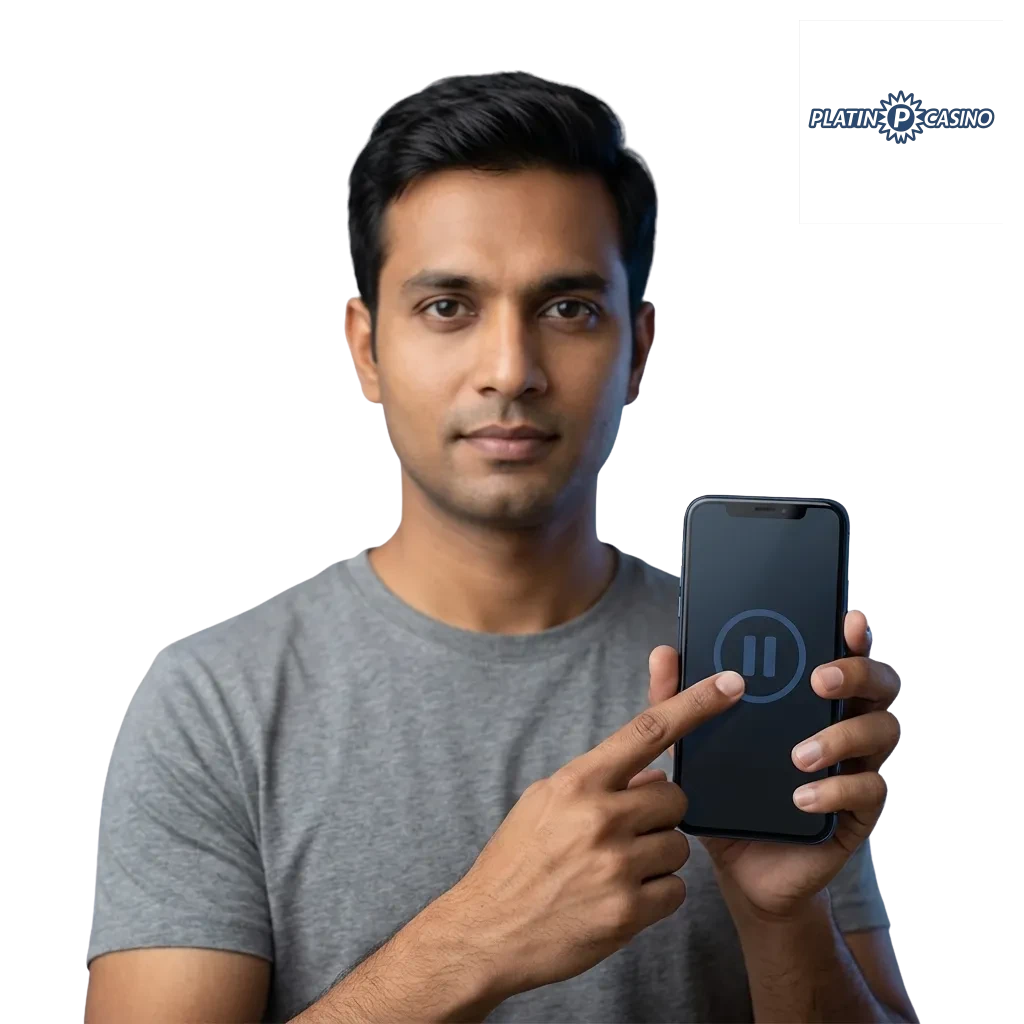 Platin Casino Logo mit Symbolen für verantwortungsvolles Spielen und Spielerschutz-Tools in Deutschland