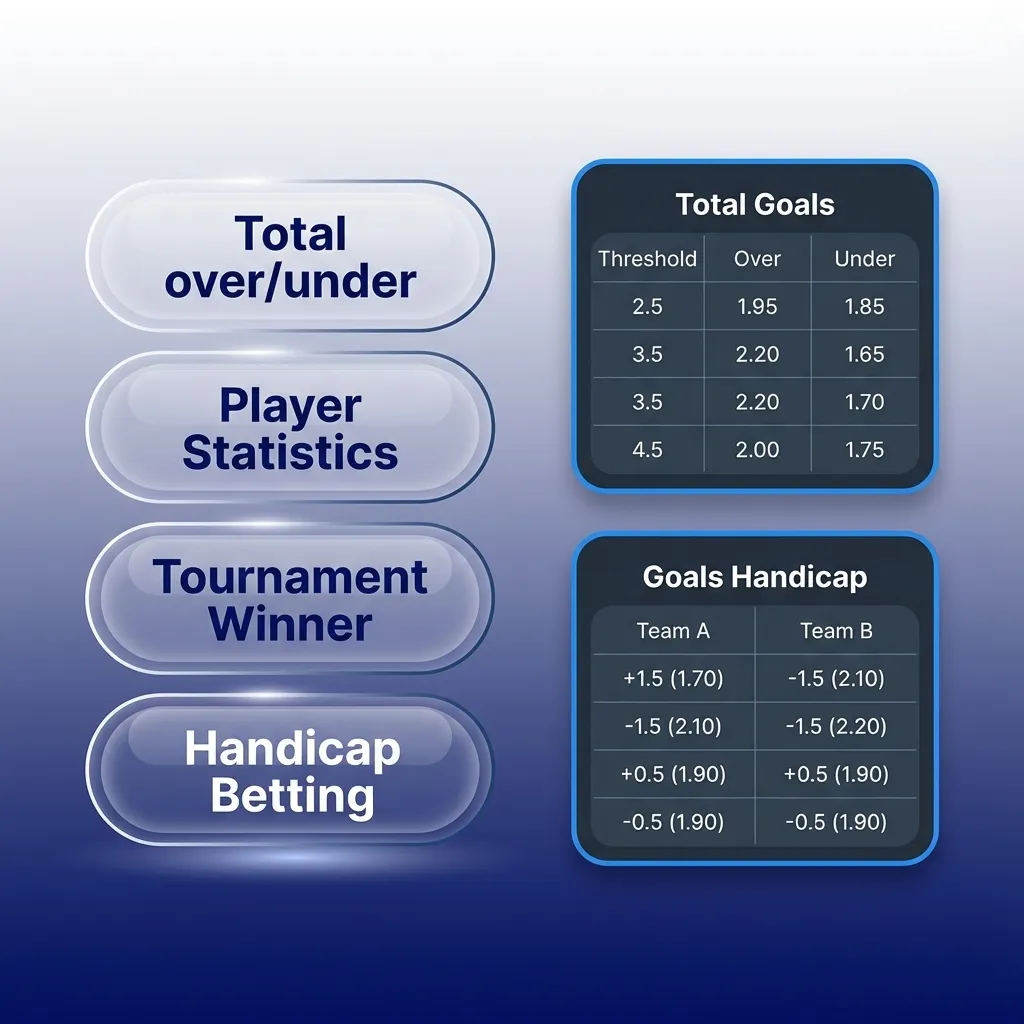 Diagram showing three betting types: single bet, system bet, and combination bet with risk-reward profiles