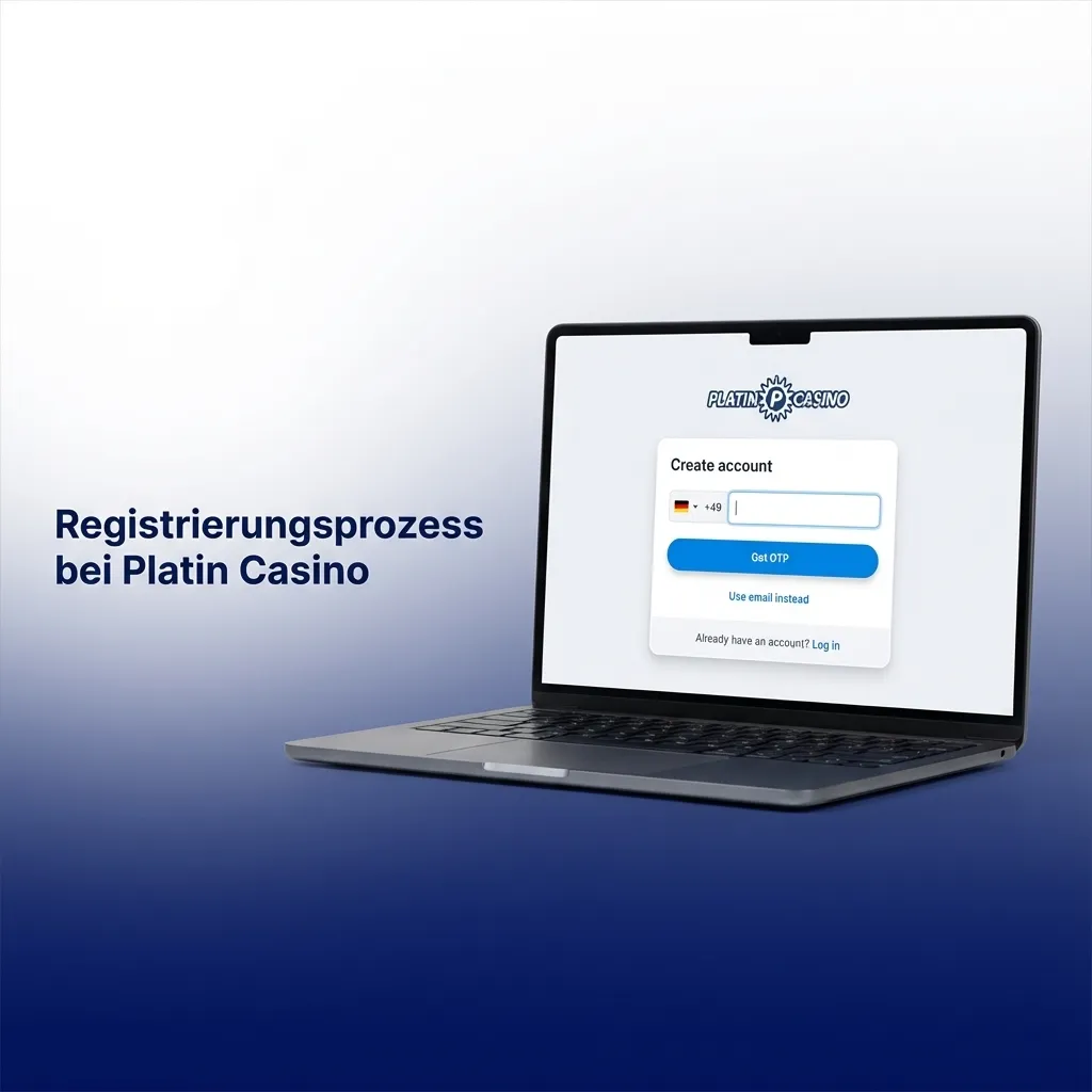 Platin Casino registration process showing 5 steps from sign-up button to bonus activation with account creation details